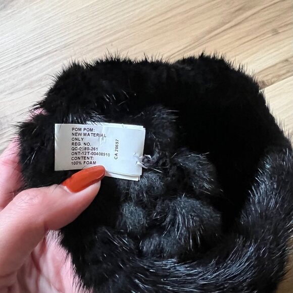 Mink Fur Hat with Fox Pom Pom - Picture 5 of 5